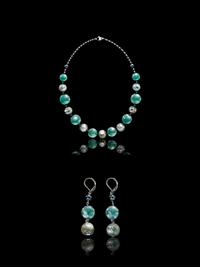 Riviera Green — Murano Glass Jewelry Set: necklace and earrings