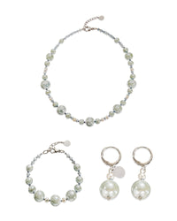 Sorrento Grey Murano glass jewelry set — necklace, bracelet and earrings