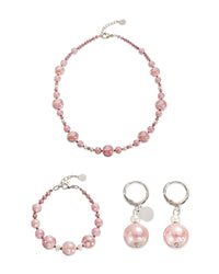 Sorrento Rose Murano glass jewelry set — necklace, bracelet and earrings