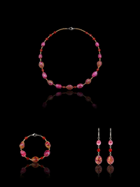 Ziva Rose — Murano Glass Jewelry Set: necklace, bracelet and earrings