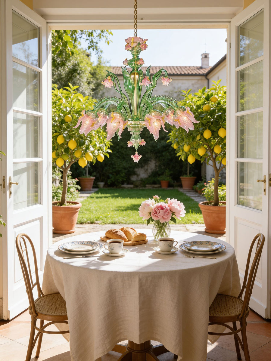 Luster od Murano stakla — Flora u ilustraciji interijera