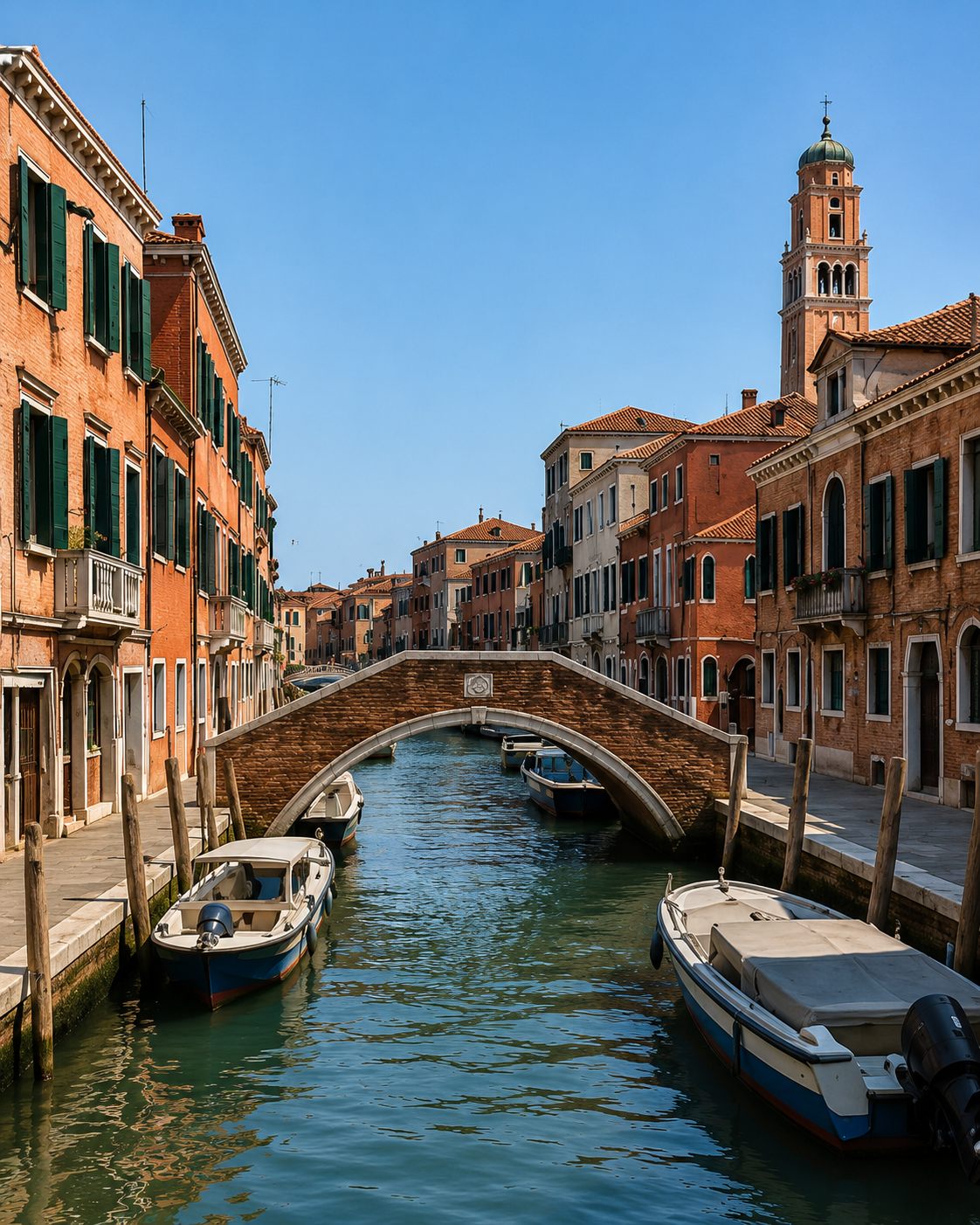 A stone bridge over one of Murano's own canals