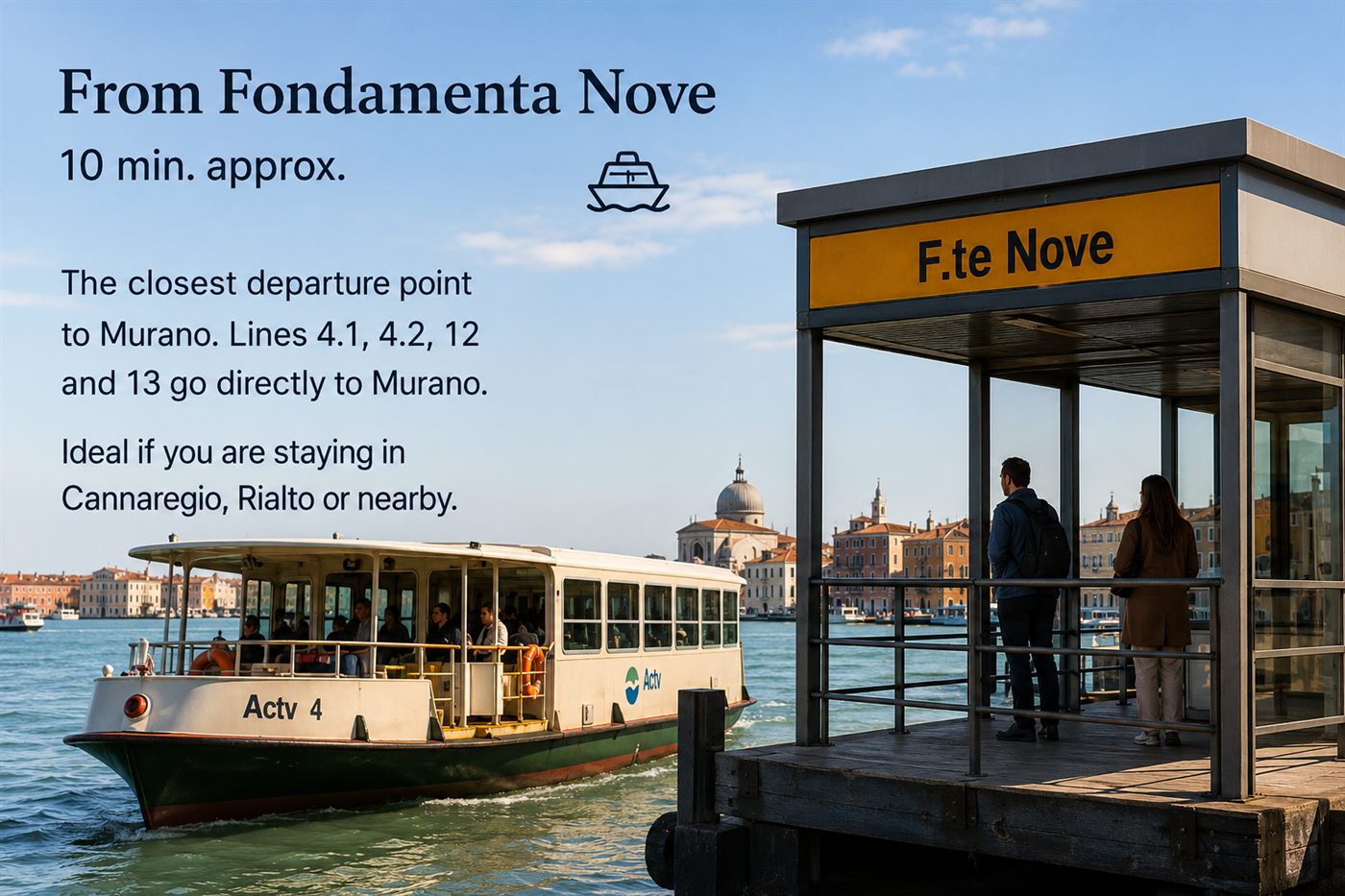 Vaporetto departing from Fondamenta Nove, the closest stop to Murano