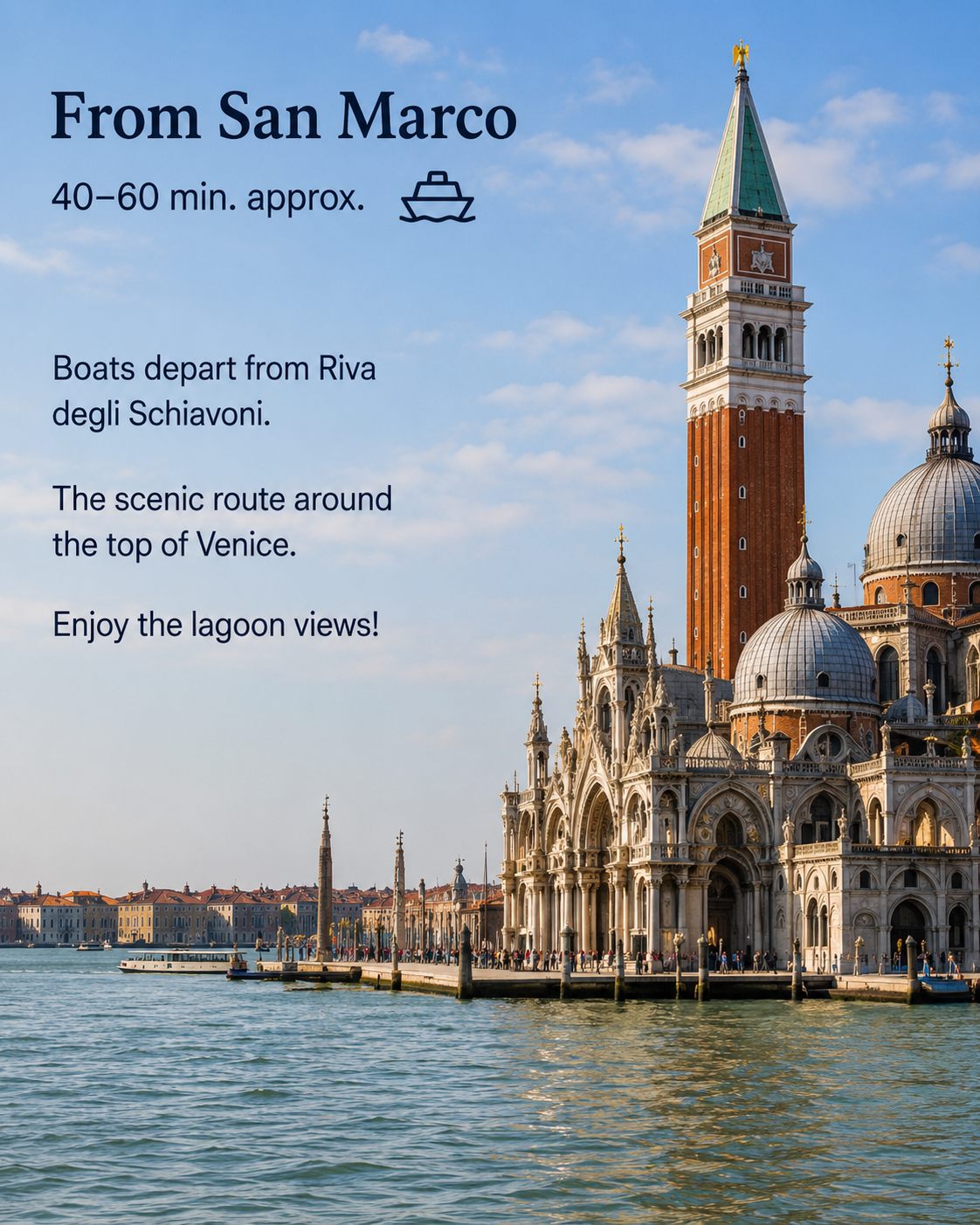 Boats departing from Riva degli Schiavoni near San Marco, the scenic route to Murano